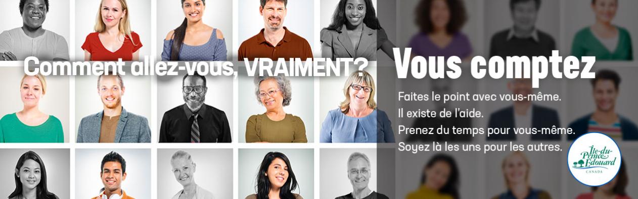 Banner with numerous pictures of people and You Matter French
